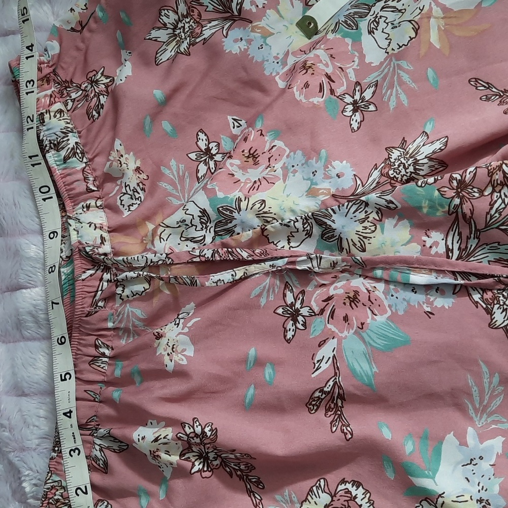 Cupcakes & Cashmere Pink Brown Blue Floral Print Shirt & Pants Sleepwear Size M - Picture 11 of 16